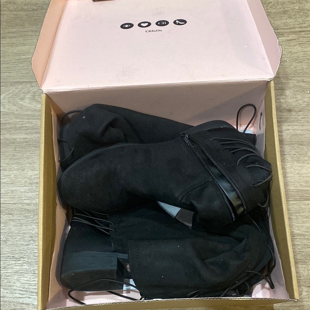 Charlotte Russe Black Lace Up Boots
